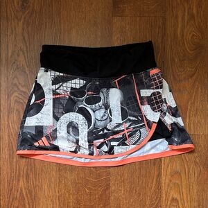 Adidas Black and Orange Graphic Mini Skirt